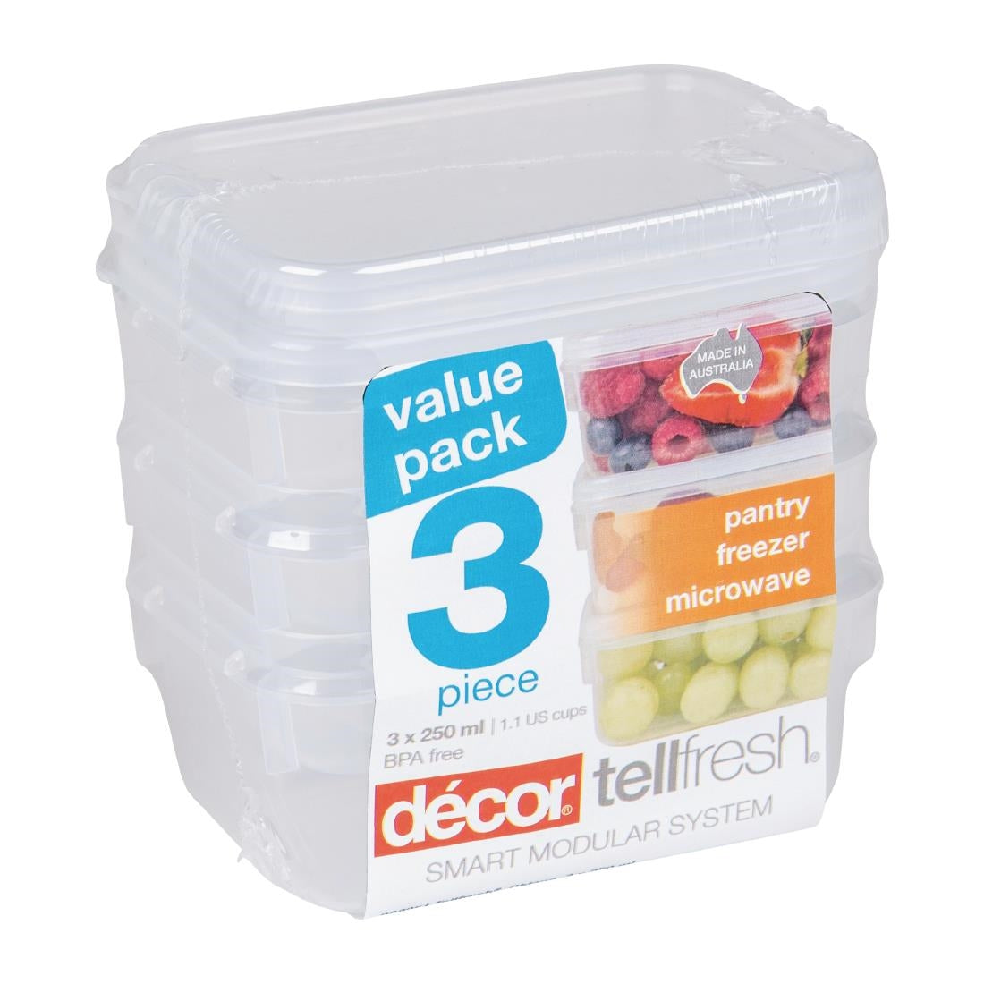Decor TellFresh Food Storage Container 250ml (3 Pack) • PAS-FL783