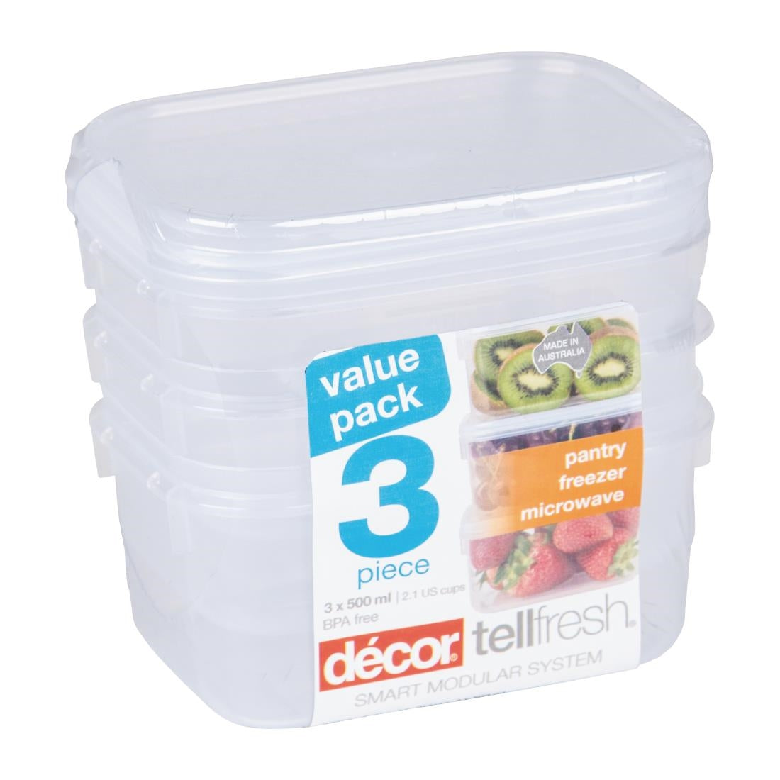 Decor TellFresh Food Storage Container 500ml (3 Pack) • PAS-FL784