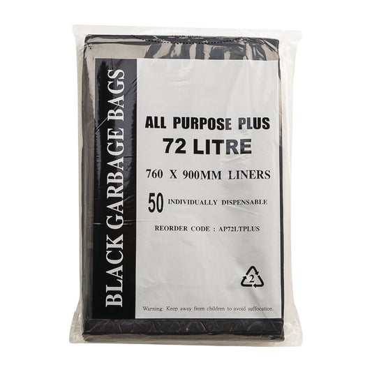 Jantex All Purpose Garbage Bags Black 72Ltr (50 Pack) • PAS-FL877