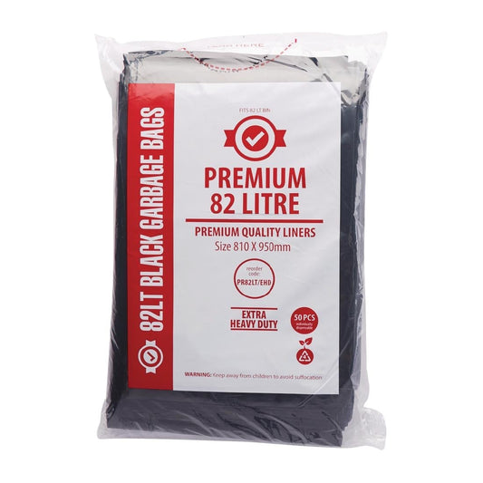Jantex Premium Extra Heavy Duty Garbage Bags Black 82Ltr (50 Pack) • PAS-FL879