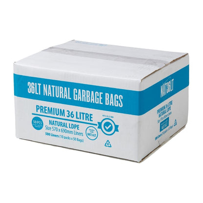 Jantex Kitchen Tidy Food Safe Garbage Bags Clear 36Ltr (50 Pack) (Pack of 50) • PAS-FL884