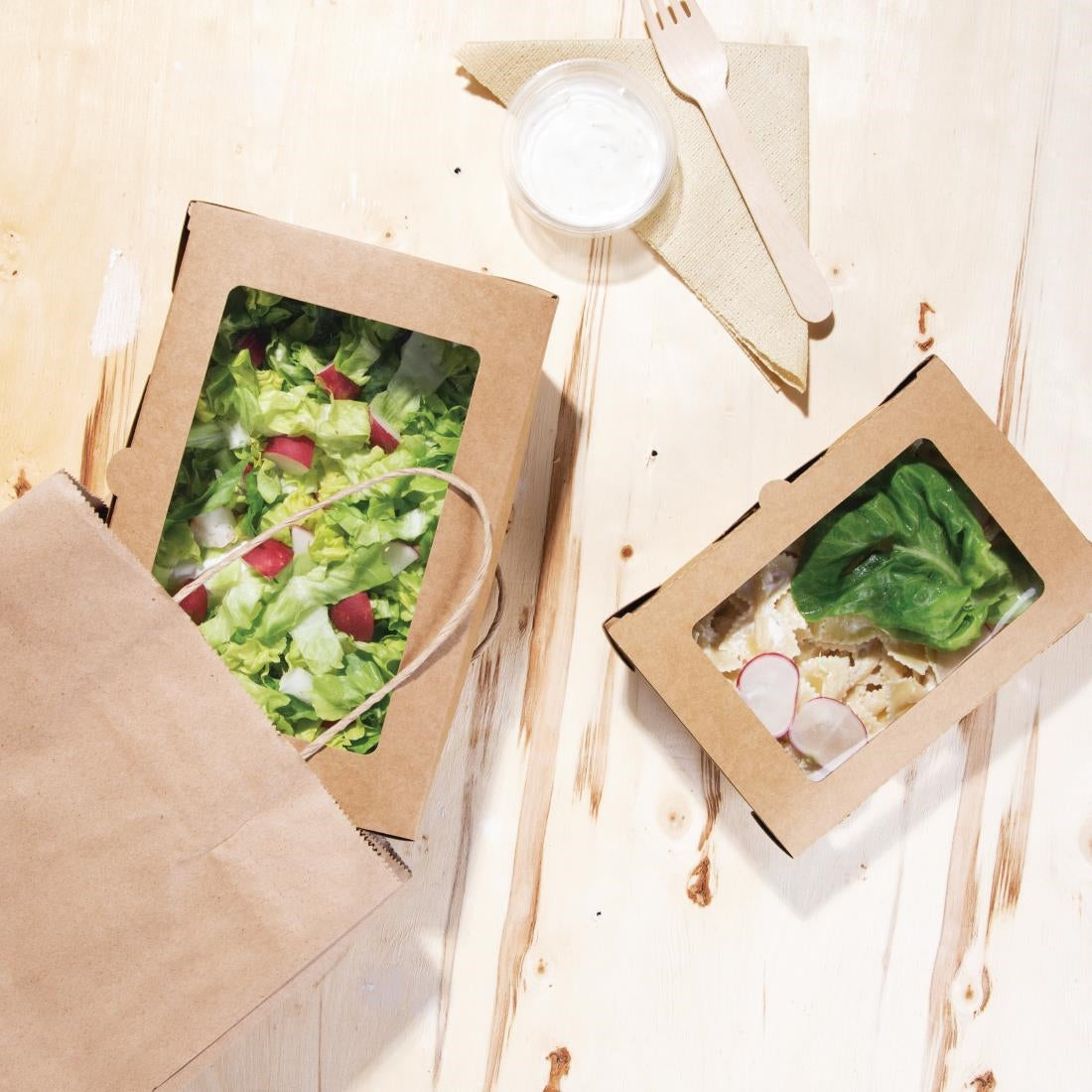 Fiesta Salad Box with PET Window 700ml (200 Pack) (Pack of 200) • PAS-FN897
