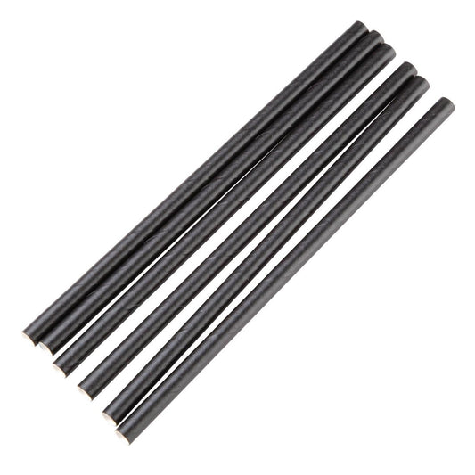 Fiesta Compostable Individually Wrapped Paper Cocktail Stirrer Straws Black (Pack of 250) • PAS-FP441