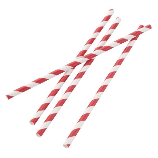 Fiesta Compostable Individually Wrapped Paper Straws Red Stripes (Pack of 250) • PAS-FP442