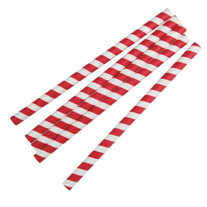 Fiesta Compostable Individually Wrapped Paper Smoothie Straws Red Stripes (250 Pack) • PAS-FP443