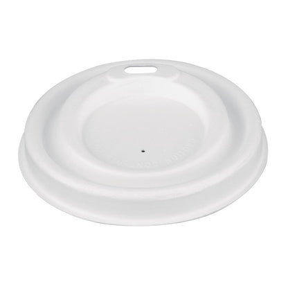 Fiesta Compostable Bagasse Hot Cup Lid 80mm for 225ml Cup (1000 Pack) (80(Ø)mm | Fits 225ml cups| Pack Quantity: 1000) • PAS-FS060