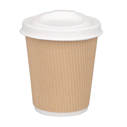 Fiesta Compostable Bagasse Hot Cup Lid 80mm for 225ml Cup (1000 Pack) (80(Ø)mm | Fits 225ml cups| Pack Quantity: 1000) • PAS-FS060