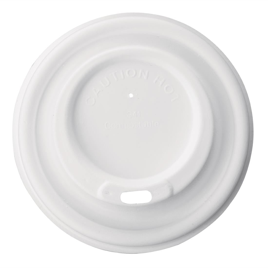 Fiesta Compostable Bagasse Hot Cup Lid 90mm for 340ml Cup (1000 Pack) (90(Ø)mm | Fits 340ml cups | Pack Quantity: 1000) • PAS-FS061