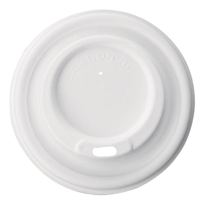 Fiesta Compostable Bagasse Hot Cup Lid 90mm for 340ml Cup (1000 Pack) (90(Ø)mm | Fits 340ml cups | Pack Quantity: 1000) • PAS-FS061