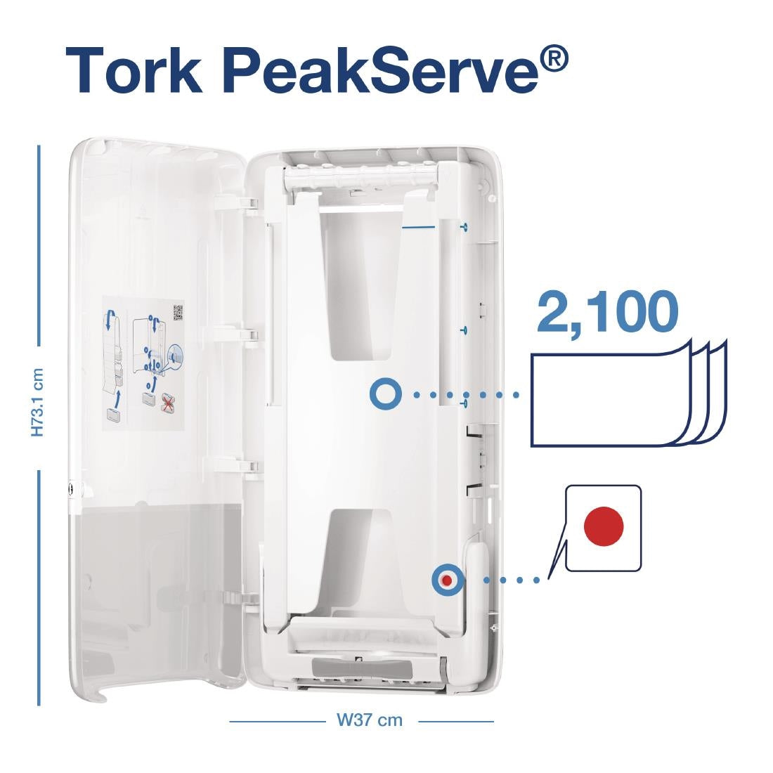 Tork PeakServe Continuous Hand Towel White Dispenser • PAS-FS371