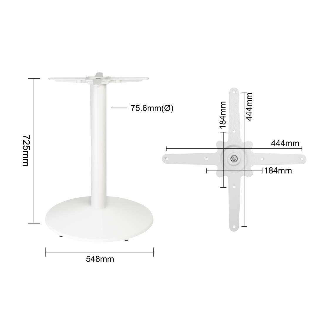 Bolero Cast Iron Round Table Base White (Dimensions: 548(W)x728(H)mm) • PAS-FT029