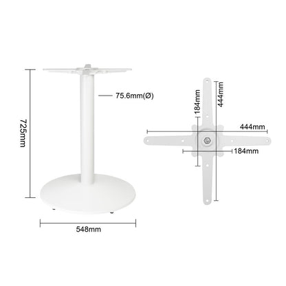 Bolero Cast Iron Round Table Base White (Dimensions: 548(W)x728(H)mm) • PAS-FT029