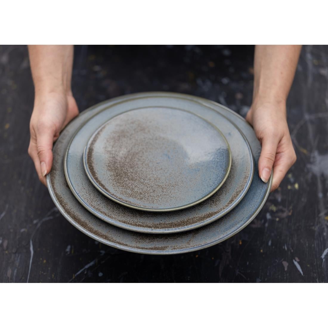Olympia Ember Blue Coupe Plate - 230mm 9" (Box 6) • PAS-FU171