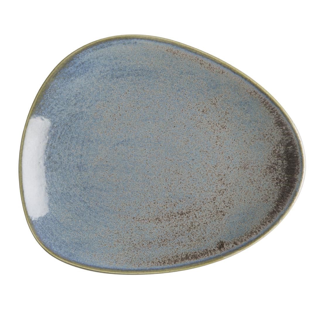 Olympia Ember Blue Triangle Plate - 308x255mm 12" (4 Pack) (308(Ø)x30(H)mm | Pack Quantity: 4) • PAS-FU176