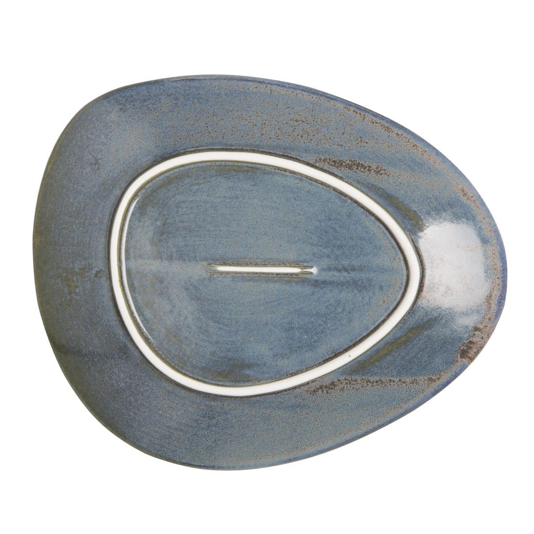 Olympia Ember Blue Triangle Plate - 250x207mm 10" (6 Pack) (250(Ø)x25(H)mm | Pack Quantity: 6) • PAS-FU179
