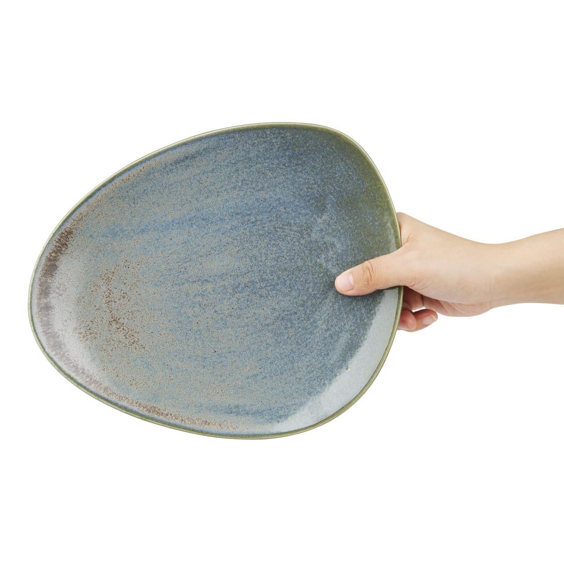 Olympia Ember Blue Triangle Plate - 250x207mm 10" (6 Pack) (250(Ø)x25(H)mm | Pack Quantity: 6) • PAS-FU179