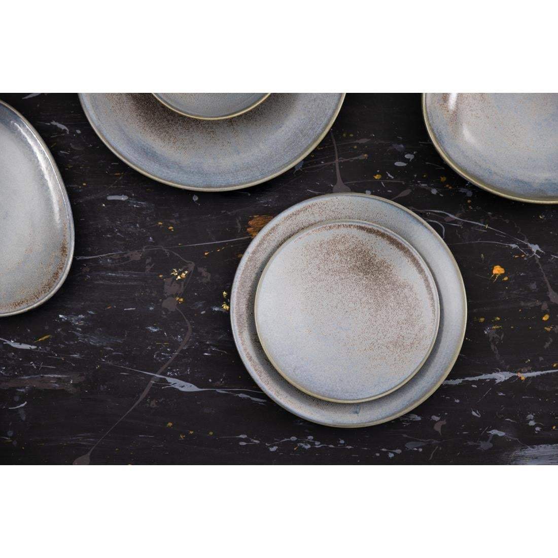 Olympia Ember Blue Triangle Plate - 250x207mm 10" (6 Pack) (250(Ø)x25(H)mm | Pack Quantity: 6) • PAS-FU179