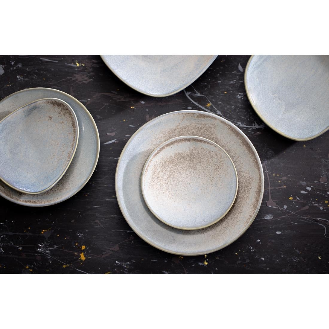 Olympia Ember Blue Triangle Plate - 250x207mm 10" (6 Pack) (250(Ø)x25(H)mm | Pack Quantity: 6) • PAS-FU179