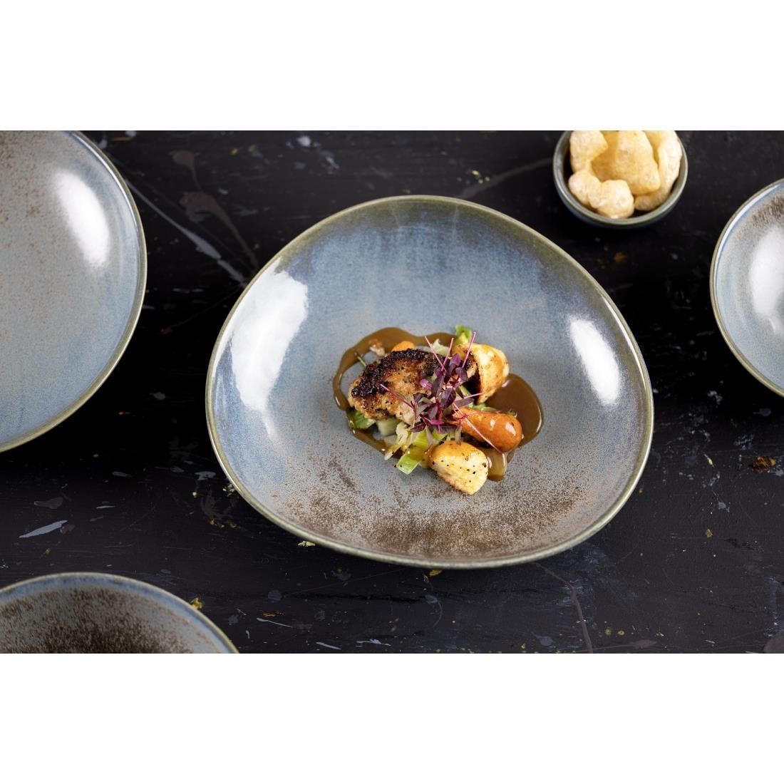 Olympia Ember Blue Triangle Bowl - 245x220mm 9.5" (Box 4) • PAS-FU181