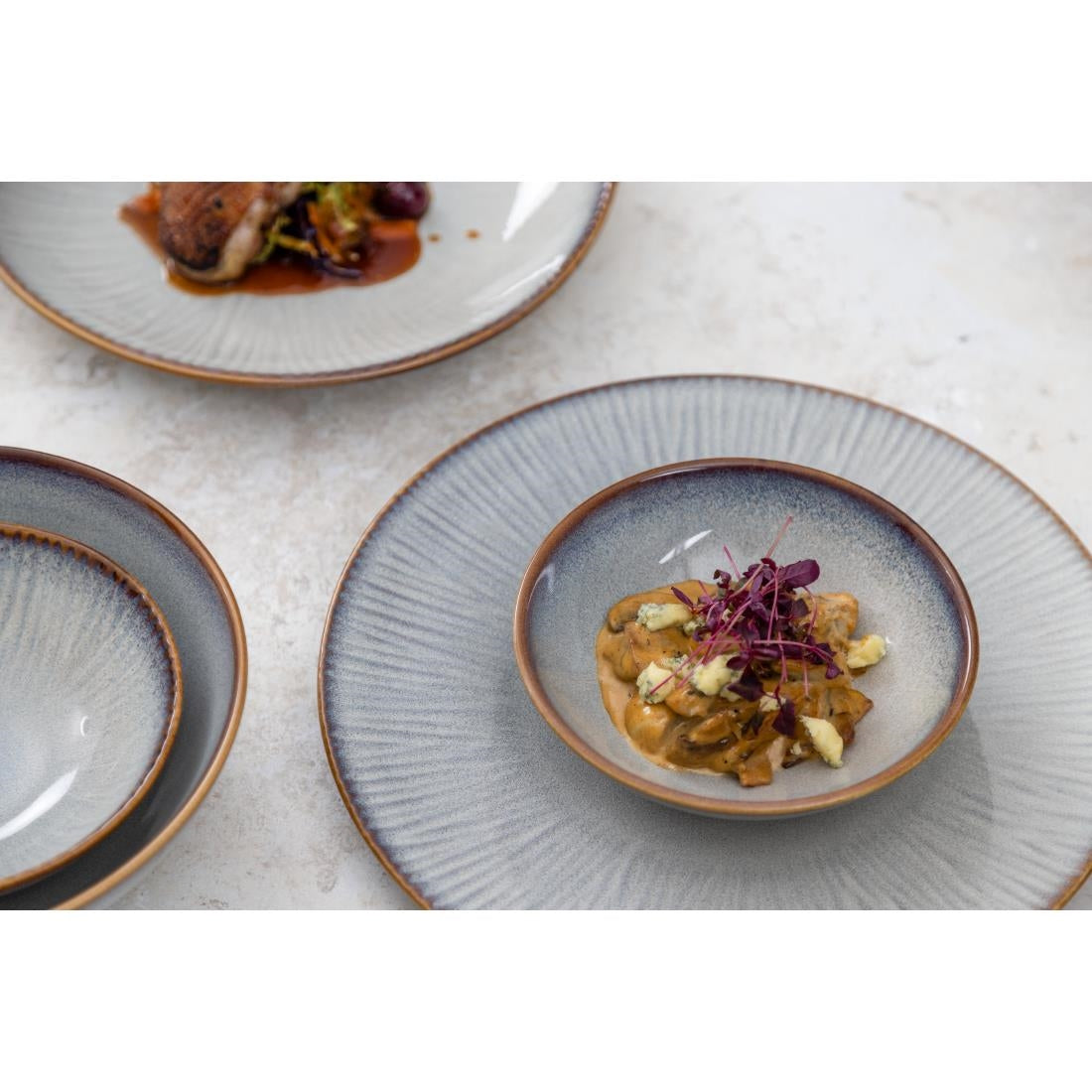 Olympia Drift Grey Plain Coupe Bowl - 205x65mm 8" (4 Pack) (205(Ø)x65(H)mm | Pack Quantity: 4) • PAS-FU191
