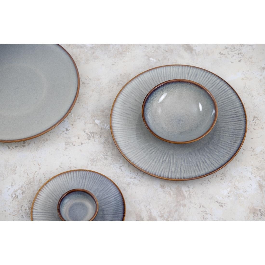 Olympia Drift Grey Embossed Coupe Low Bowls 260mm (4 Pack) (Pack of 4) • PAS-FU197