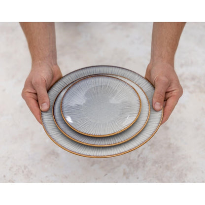 Olympia Drift Grey Embossed Coupe Plate - 220mm 9" (Box 6) • PAS-FU195
