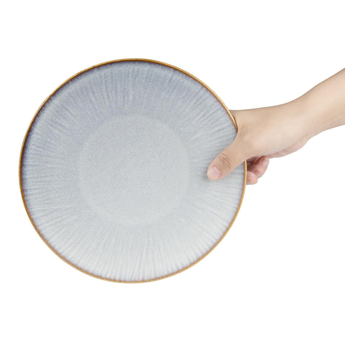 Olympia Drift Grey Embossed Coupe Plate - 220mm 9" (Box 6) • PAS-FU195
