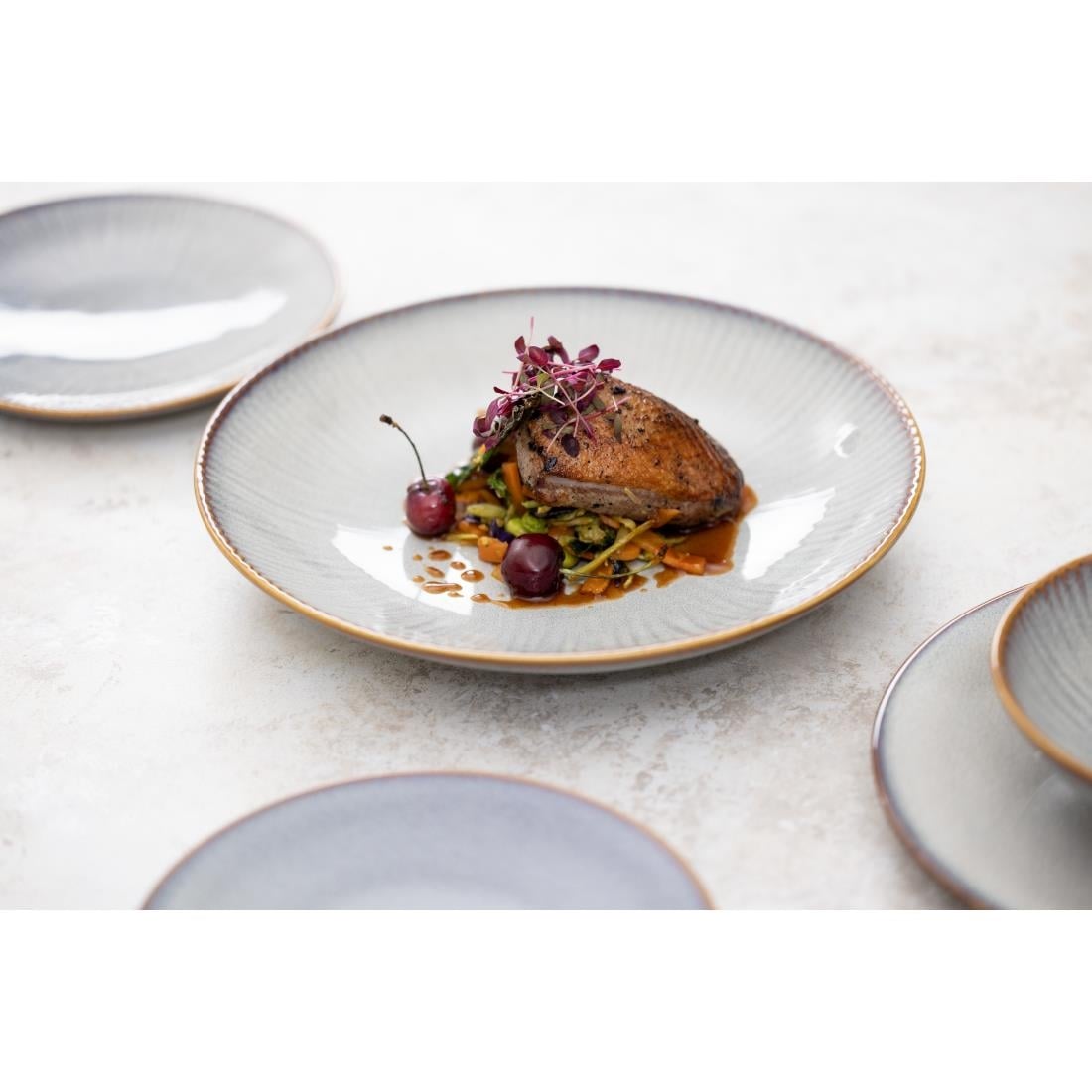 Olympia Drift Grey Embossed Coupe Low Bowls 260mm (4 Pack) (Pack of 4) • PAS-FU197