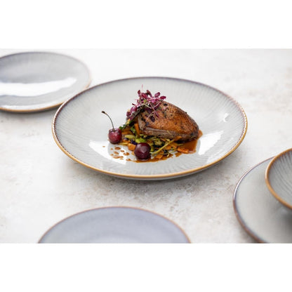 Olympia Drift Grey Embossed Coupe Low Bowls 260mm (4 Pack) (Pack of 4) • PAS-FU197