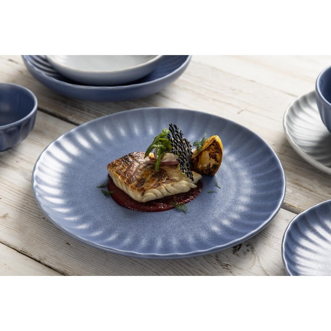 Olympia Corallite Blue Plate - 280mm 11" (6 Pack) (280(Ø)mm | Pack Quantity: 6) • PAS-FU200