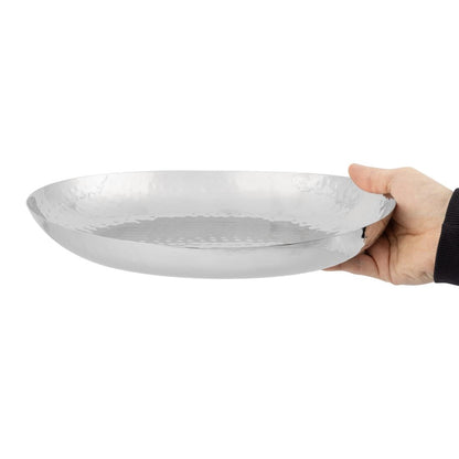 Olympia Hammered Stainless Steel Oval Dish 280x230mm • PAS-FU283