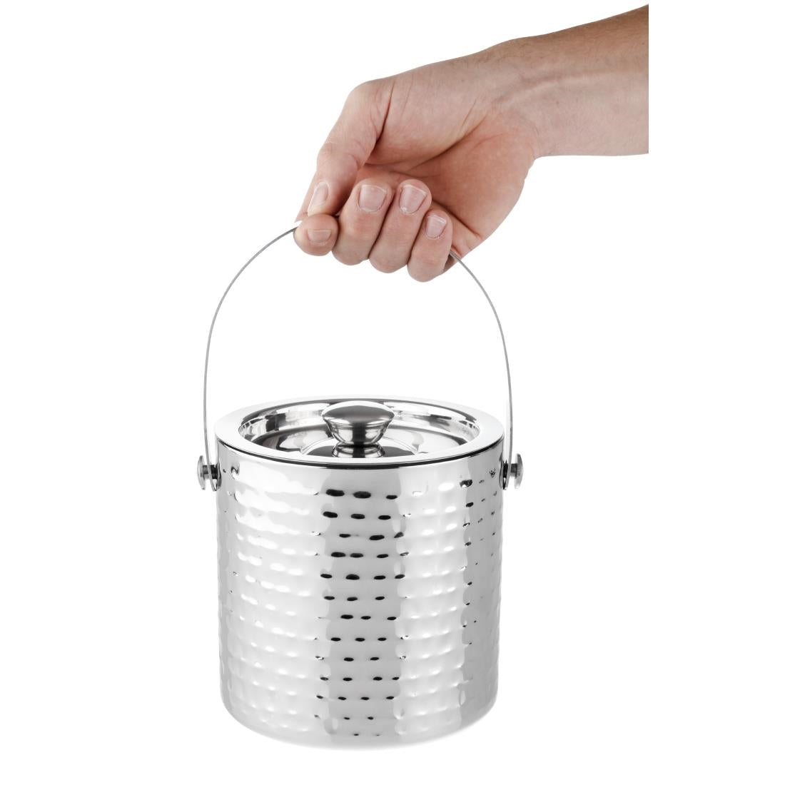 Olympia Hammered Double Wall Ice Bucket 1550ml (150(Ø)x153(H)mm/5 9/10"x 6") • PAS-FU285