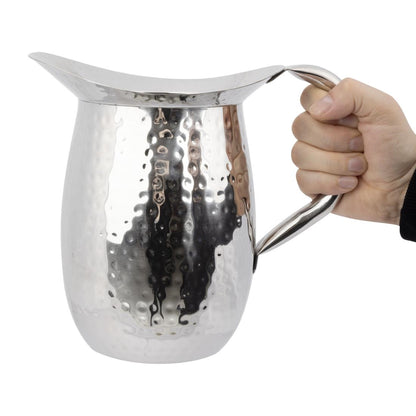 Olympia Hammered Pitcher 2Ltr (Capacity: 2Ltr/67 2/3oz. Size: 170(L)x135(W)x200(H)mm) • PAS-FU286