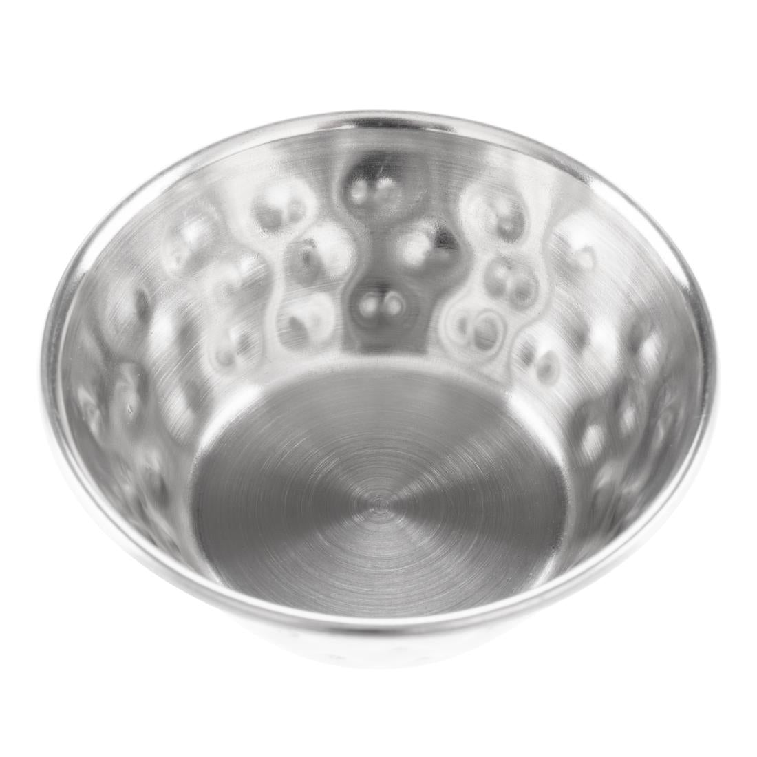 Olympia Hammered Stainless Steel Sauce Cups 45ml (12 Pack) (45ml/1.5oz. 62(Ø)x22(H)mm. Pack Quantity: 12) • PAS-FU288