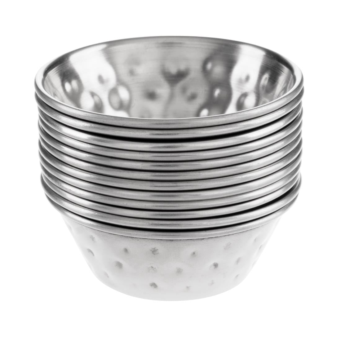 Olympia Hammered Stainless Steel Sauce Cups 45ml (12 Pack) (45ml/1.5oz. 62(Ø)x22(H)mm. Pack Quantity: 12) • PAS-FU288