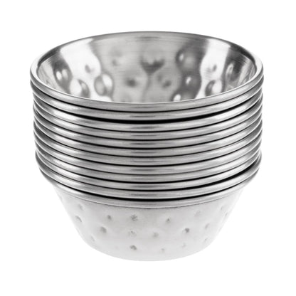 Olympia Hammered Stainless Steel Sauce Cups 45ml (12 Pack) (45ml/1.5oz. 62(Ø)x22(H)mm. Pack Quantity: 12) • PAS-FU288