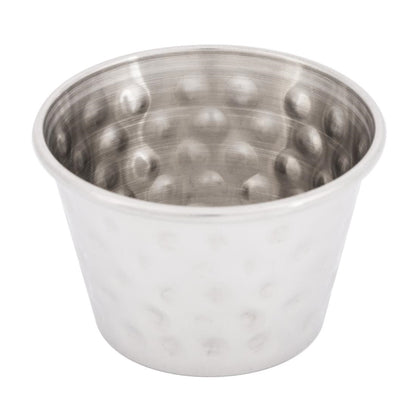 Olympia Hammered Stainless Steel Sauce Cups 70ml (12 Pack) (70ml/2.5oz. 60(Ø)x40(H)mm. Pack Quantity: 12) • PAS-FU289