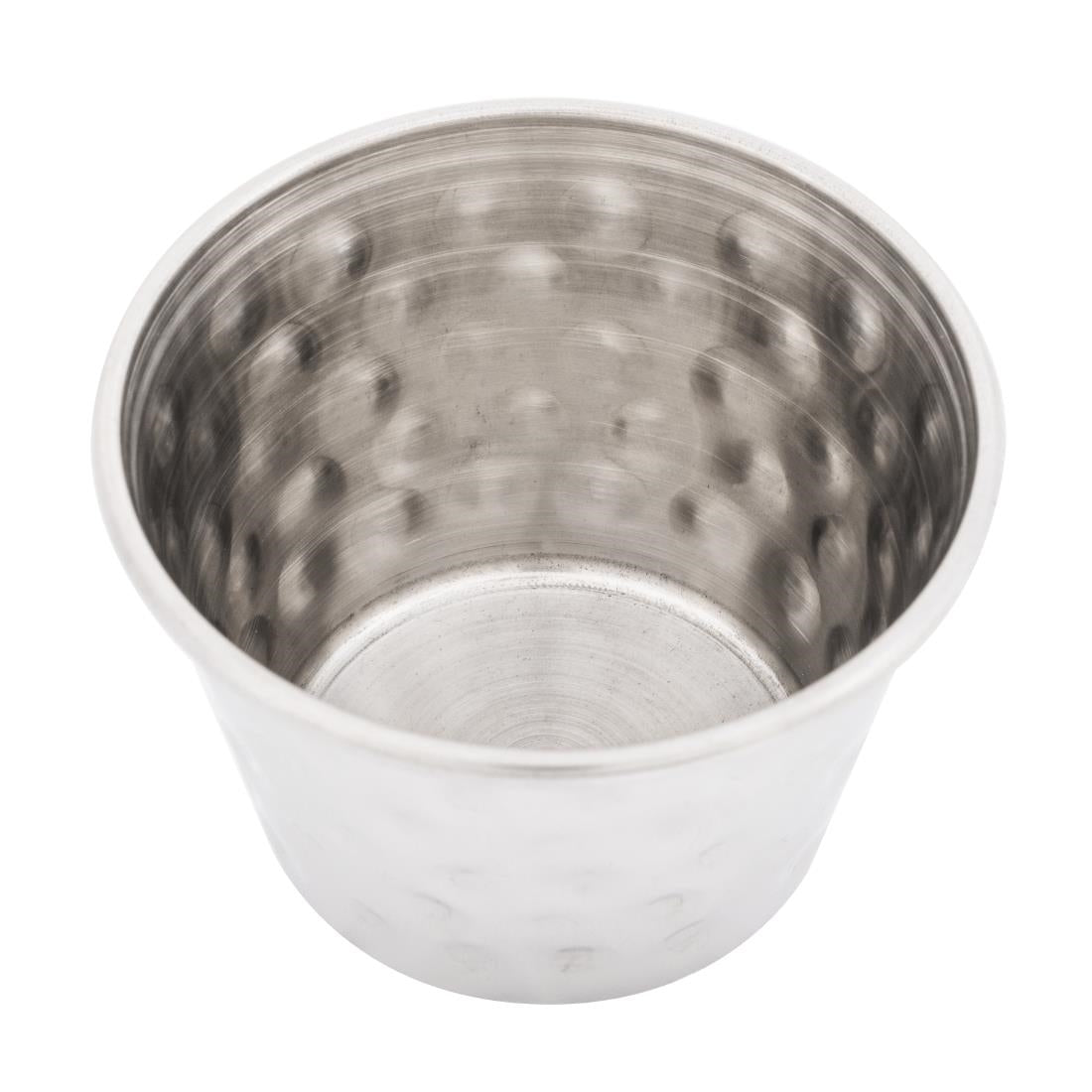 Olympia Hammered Stainless Steel Sauce Cups 70ml (12 Pack) (70ml/2.5oz. 60(Ø)x40(H)mm. Pack Quantity: 12) • PAS-FU289