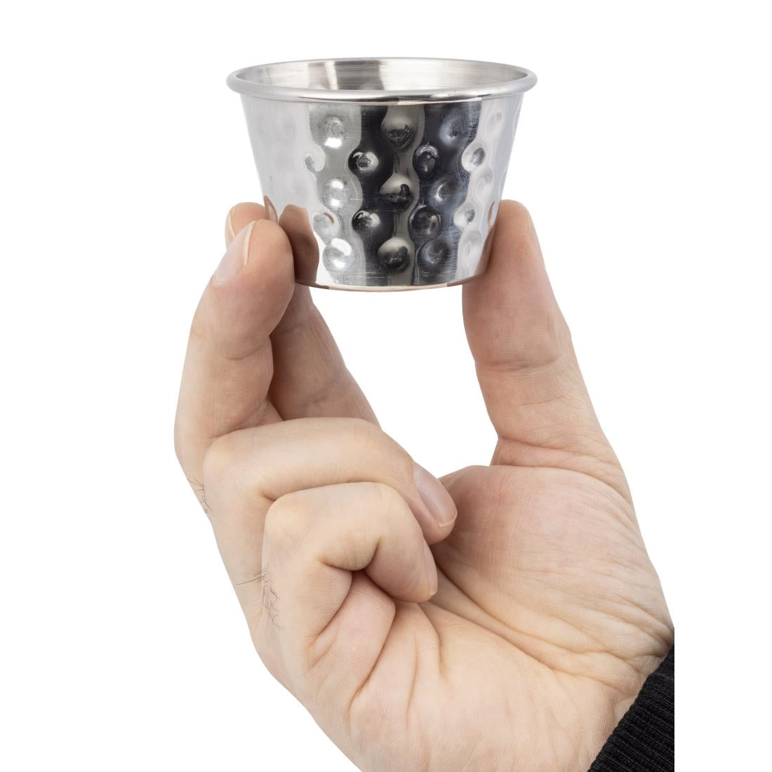 Olympia Hammered Stainless Steel Sauce Cups 70ml (12 Pack) (70ml/2.5oz. 60(Ø)x40(H)mm. Pack Quantity: 12) • PAS-FU289
