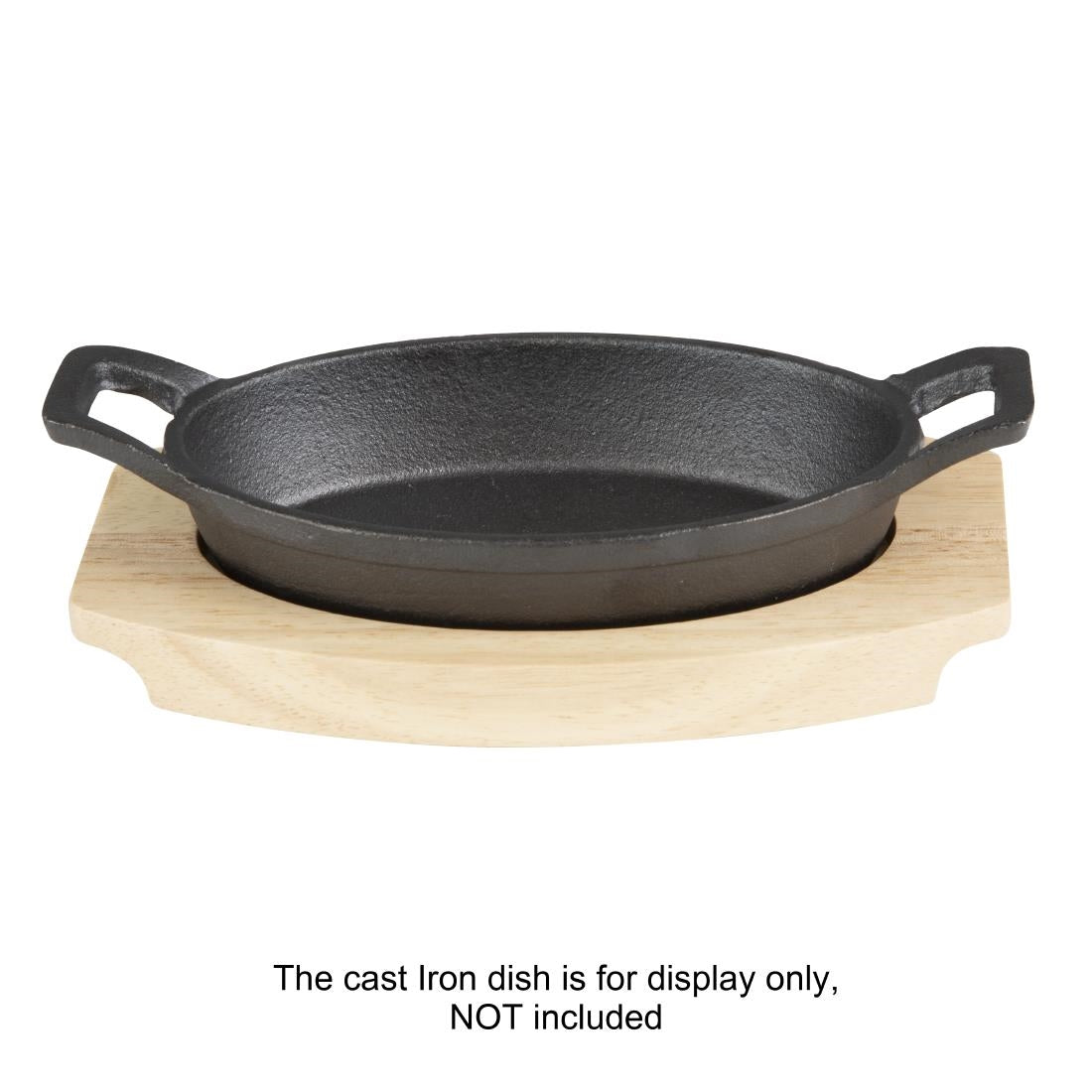 Olympia Hevea Board for Cast Iron Oval Eared Dish 210x120mm (FW819) (For Olympia dish - FW819 | 210(L)x120(W)x19.5(H)mm) • PAS-FU295
