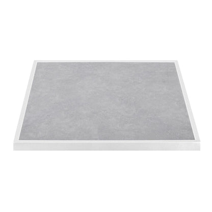Bolero Light Grey Stone Effect Outdoor Tempered Glass Table Top White Trim 700mm (38(H)x700(W)x700(L)mm) • PAS-FU514