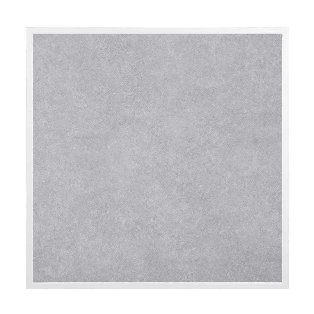 Bolero Light Grey Stone Effect Outdoor Tempered Glass Table Top White Trim 700mm (38(H)x700(W)x700(L)mm) • PAS-FU514