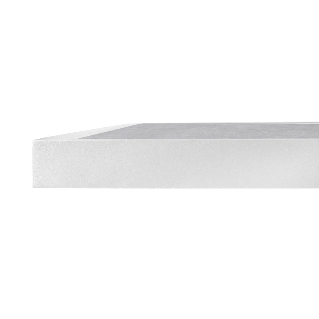 Bolero Light Grey Stone Effect Outdoor Tempered Glass Table Top White Trim 700mm (38(H)x700(W)x700(L)mm) • PAS-FU514