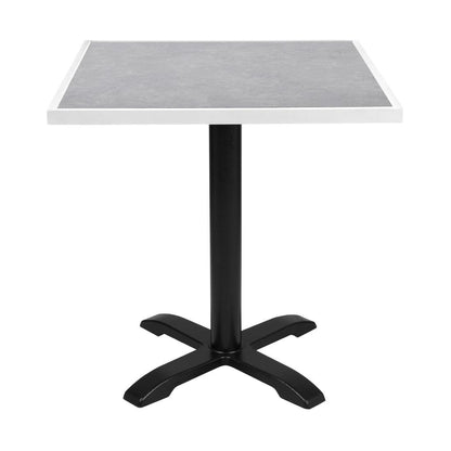 Bolero Light Grey Stone Effect Outdoor Tempered Glass Table Top White Trim 700mm (38(H)x700(W)x700(L)mm) • PAS-FU514