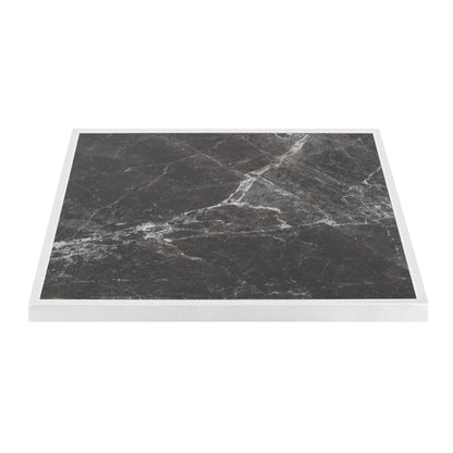 Bolero Dark Granite Effect Outdoor Tempered Glass Table Top White Trim 700mm (38(H)x700(W)x700(L)mm) • PAS-FU516