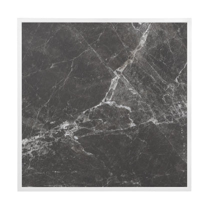 Bolero Dark Granite Effect Outdoor Tempered Glass Table Top White Trim 700mm (38(H)x700(W)x700(L)mm) • PAS-FU516