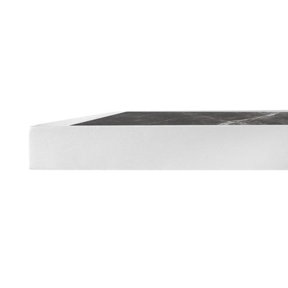 Bolero Dark Granite Effect Outdoor Tempered Glass Table Top White Trim 700mm (38(H)x700(W)x700(L)mm) • PAS-FU516