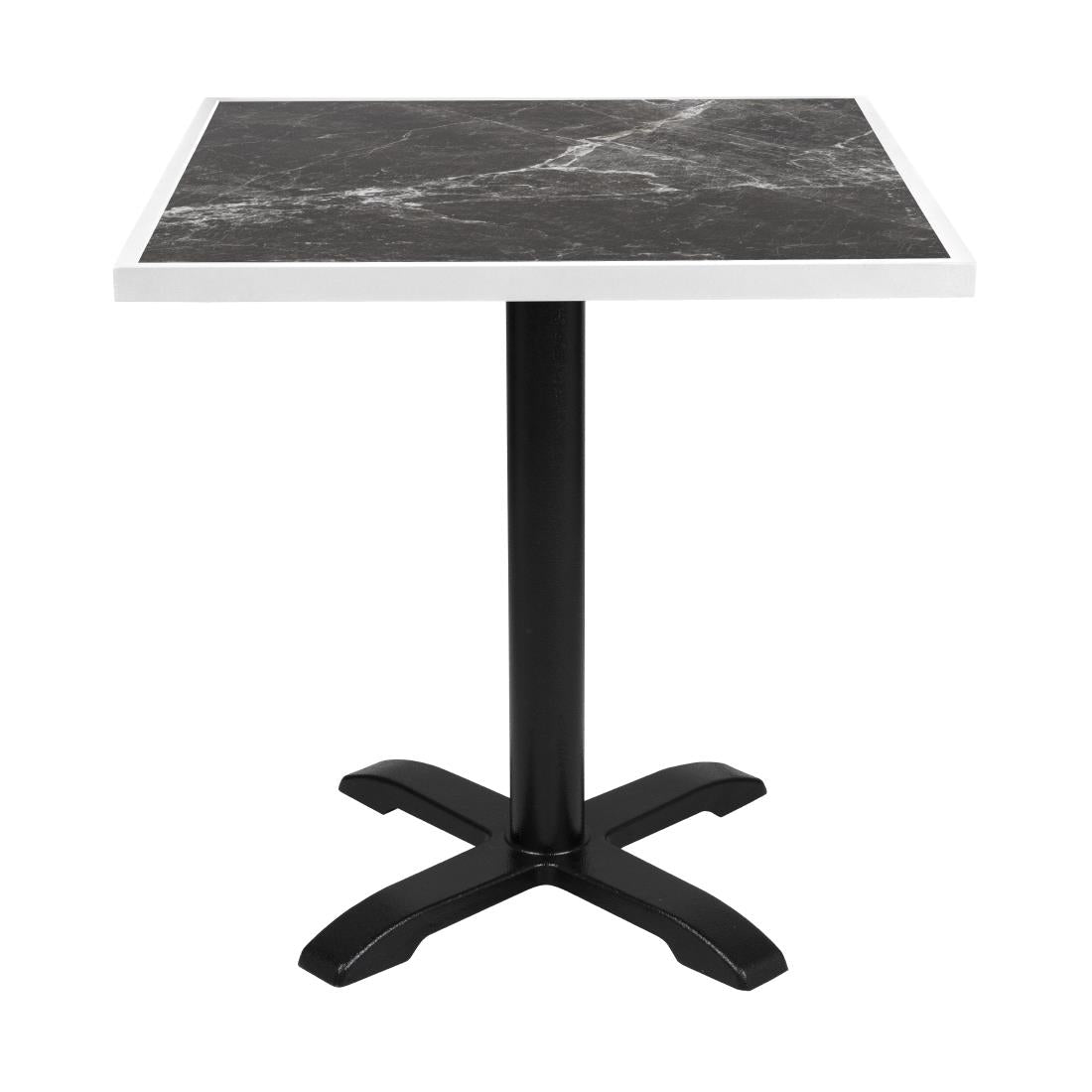 Bolero Dark Granite Effect Outdoor Tempered Glass Table Top White Trim 700mm (38(H)x700(W)x700(L)mm) • PAS-FU516