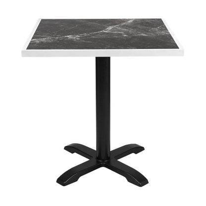 Bolero Dark Granite Effect Outdoor Tempered Glass Table Top White Trim 700mm (38(H)x700(W)x700(L)mm) • PAS-FU516