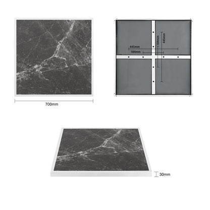 Bolero Dark Granite Effect Outdoor Tempered Glass Table Top White Trim 700mm (38(H)x700(W)x700(L)mm) • PAS-FU516